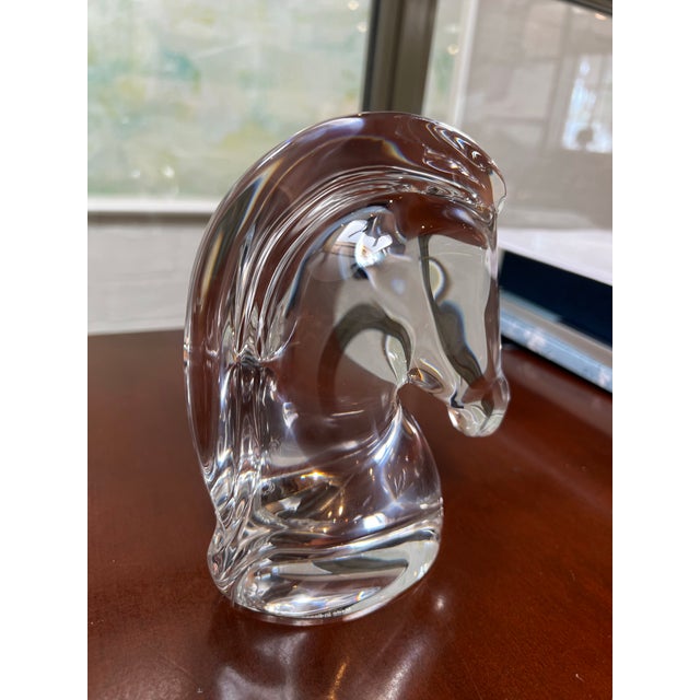 Transparent Saint-Louis for Hermès Crystal Horse Head Sculpture - "Pour Hermès" - Perfect Condition, Original Box For Sale - Image 8 of 9