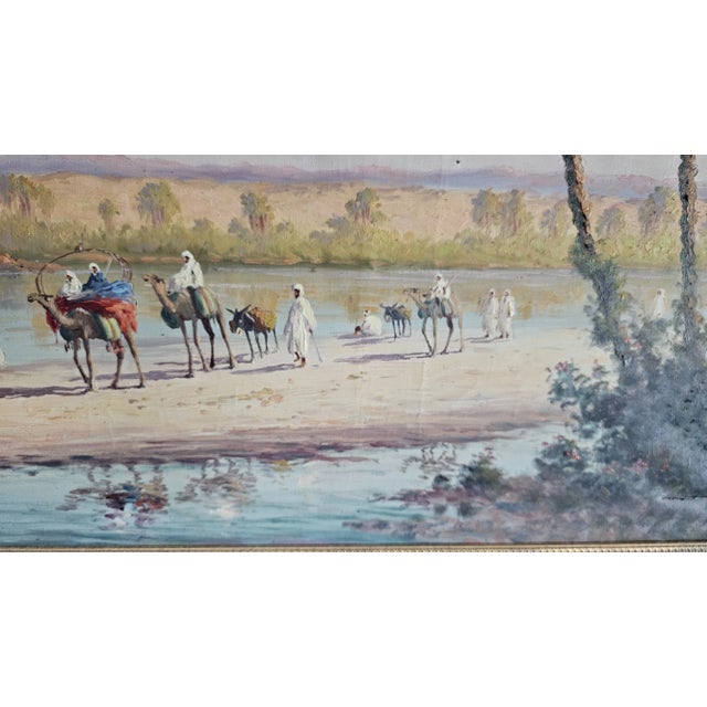 Antique Vincent Manago French Impressionist Painting : "Caravane Orientaliste " For Sale - Image 9 of 12