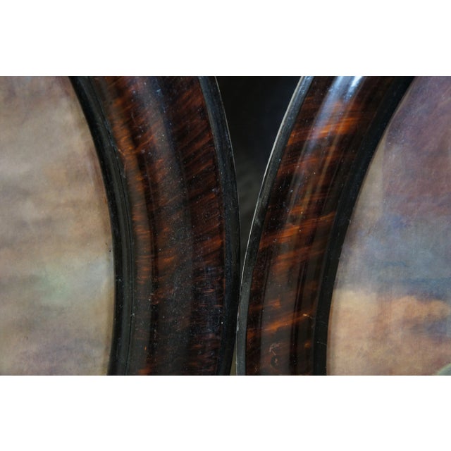 Late 19th Century 2 Antique Colonial Oval Painted Grain Bubble Glass Lithograph Portrait Prints For Sale - Image 5 of 11