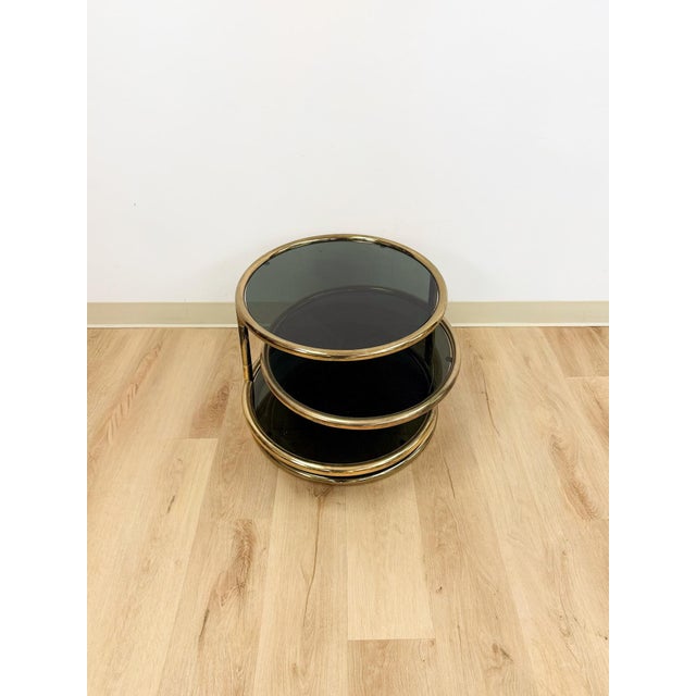 Milo Baughman Style Tubular Chrome Swivel Coffee Table Smokey Glass MCM For Sale In Tampa - Image 6 of 13