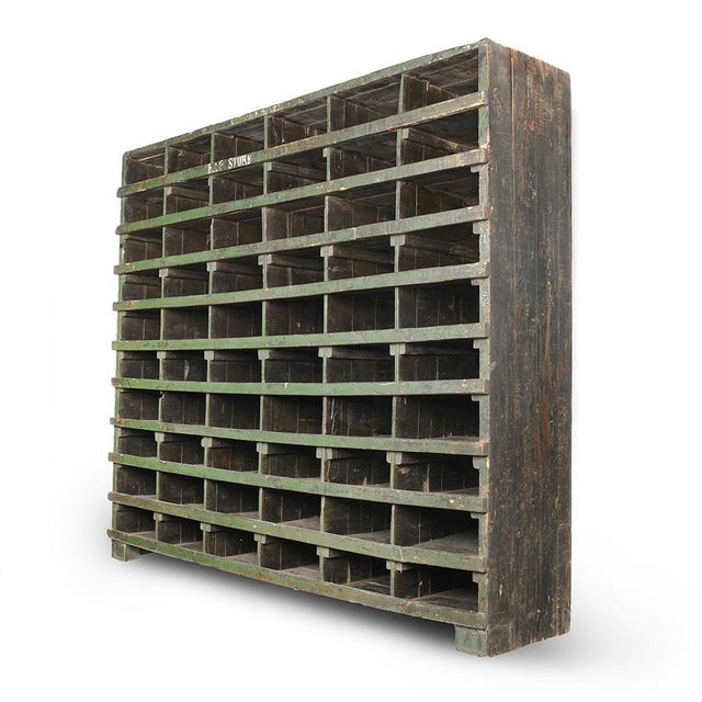 Wood workshop furniture 60 lockers. Craft furniture vintage old teak. Has 60 storage spaces. This furniture has a...