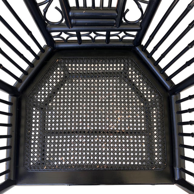 Late 20th Century Faux Bamboo Brighton Pavilion Style Chinoiserie Corner Chair For Sale In Oklahoma City - Image 6 of 7