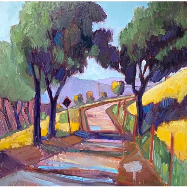 Original 4 foot square oil painting from plein air study. This vibrant landscape will brighten your space. Painted in fine...