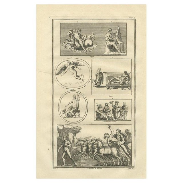After Bernard de Montfaucon, Apollo, Muses and Mythological Reliefs, 1721, Engraving For Sale - Image 9 of 9