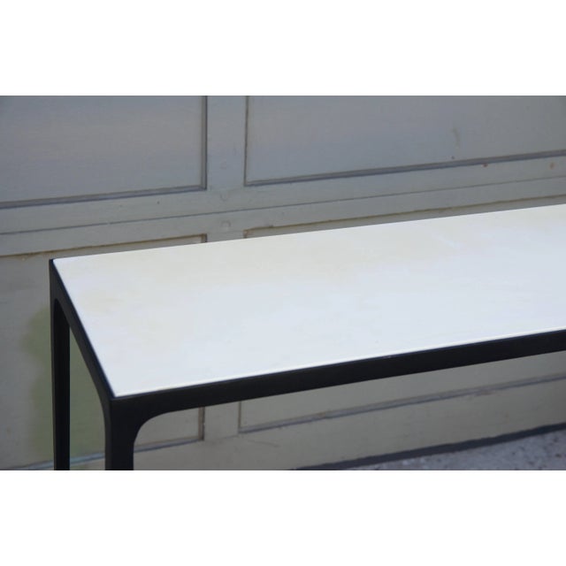 Jean-Michel Frank 'Esquisse' Wrought Iron and Parchment Consoles by Design Frères - a Pair For Sale - Image 4 of 7