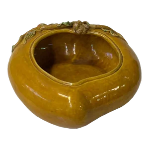 Handmade Chinese Ceramic Distressed Yellow Peach Shape Bowl