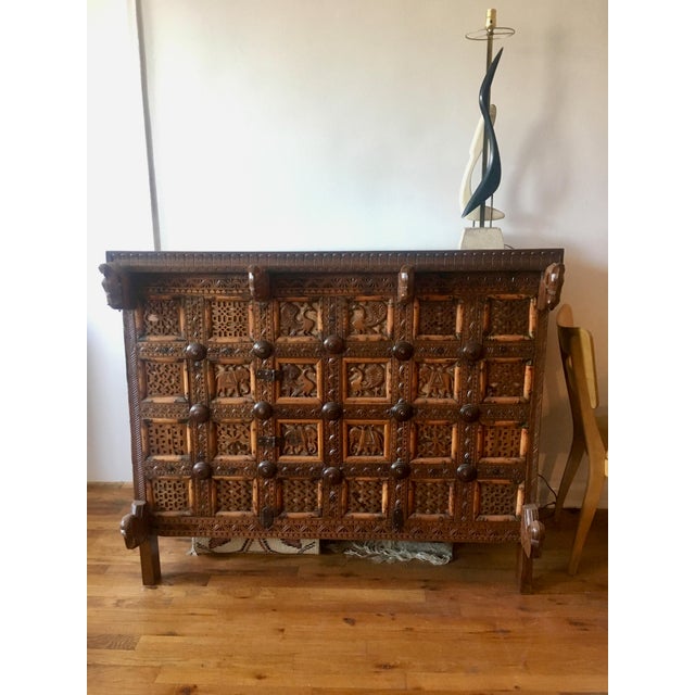 Late 19th Century Damchiya Indian Cabinet With Green Marble Top For Sale - Image 5 of 9