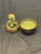 Mid 20th Century Vintage Mid Century Enameled Brass Pedestal Trinket Dish Floral Pattern Jeweled For Sale - Image 5 of 10