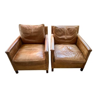 Lee Industries Leather Chairs - A Pair For Sale