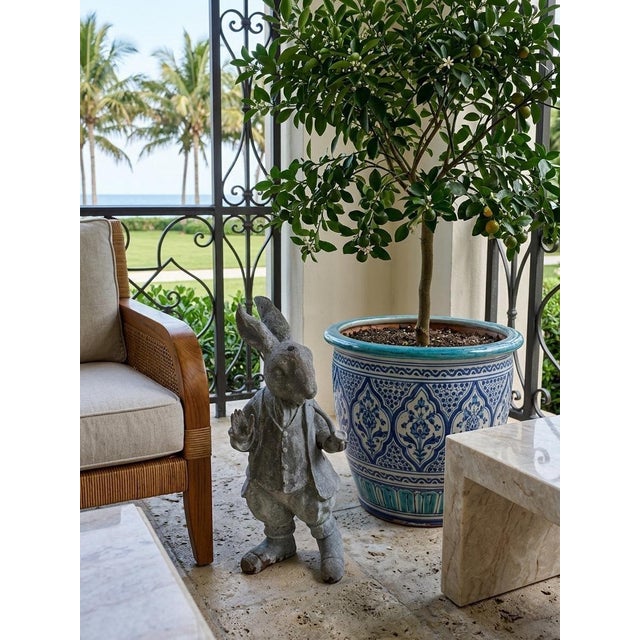 Antique-Style Cast Iron Gentleman Rabbit Garden Statue For Sale In West Palm - Image 6 of 10