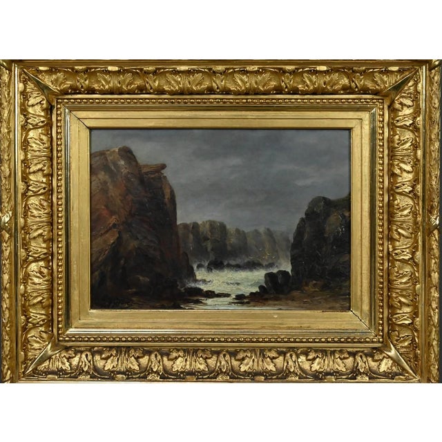 French School Artist, The Wild Coast of Belle-Île-en-Mer, 19th Century, Oil on Wood, Framed For Sale - Image 4 of 17