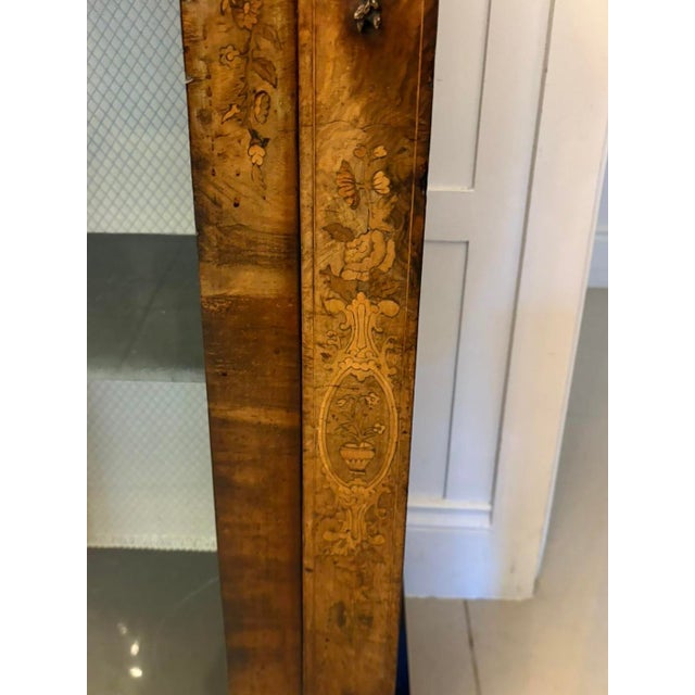 Antique Victorian Figured Burr Walnut & Marquetry Inlaid Display Cabinet, 1860s For Sale - Image 15 of 17