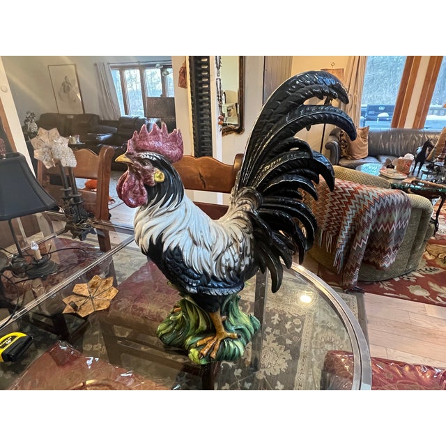Poggi Armando Poggi - Oversized Ceramic Rooster With Vibrant Polychrome Glaze For Sale - Image 4 of 14