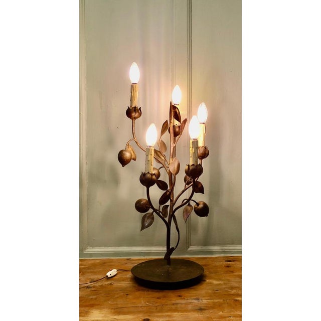 Large Italian Toleware Table Lamp, 1970 For Sale - Image 4 of 8