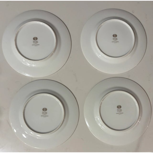 Queen's Garden Floral Plates With Red Rim- Set of 4 For Sale - Image 4 of 6