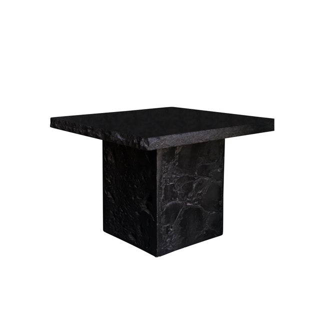 A beautiful, wonderful condition postmodern black stone marble side table (or coffee table!). Material is a marble, stone,...