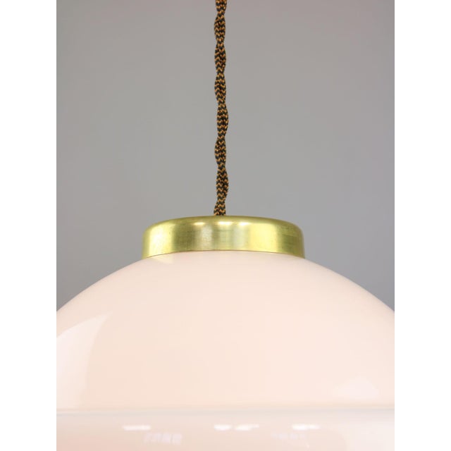 Mid-Century Italian Opaline and Brass Pendant Lamp For Sale - Image 10 of 18