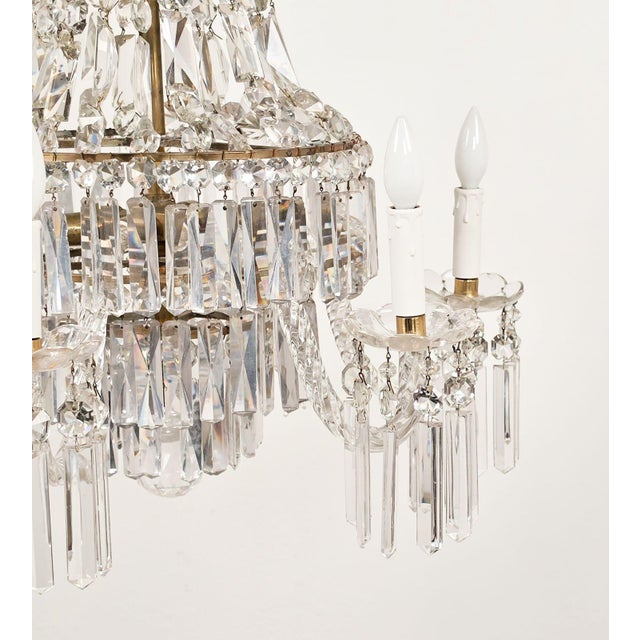 A crystal chandelier made in northern Europe, circa 1900.