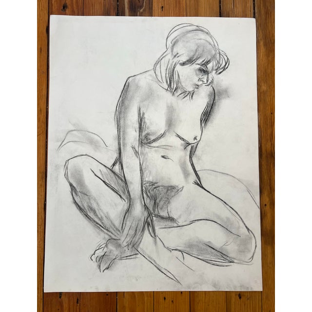 Barbara Beck Figurative Nude Charcoal Sketch 1970s For Sale - Image 4 of 4