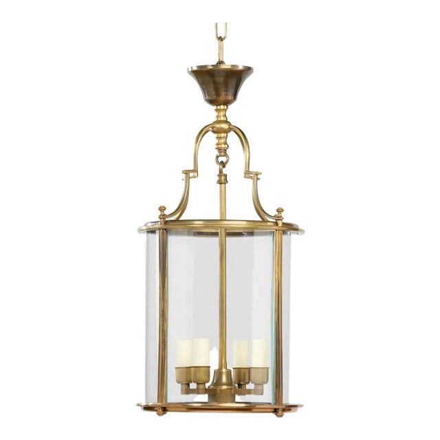 Brass and Glass Round Lantern For Sale