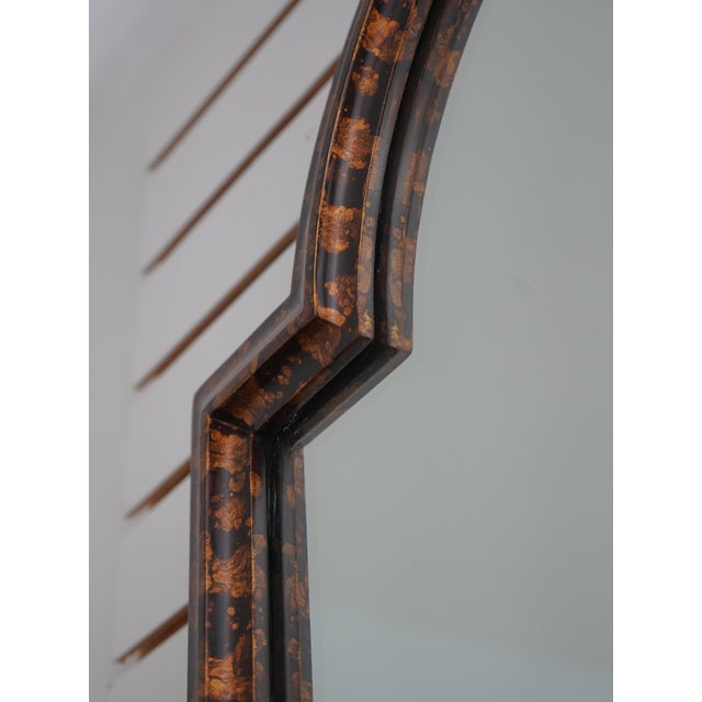Glass Labarge Faux Tortoise Finish Tombstone Mirror For Sale - Image 7 of 10