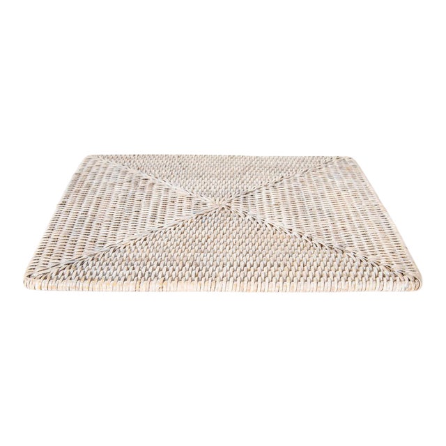 Artifacts Rattan Square Placemat in White Wash - 13" For Sale
