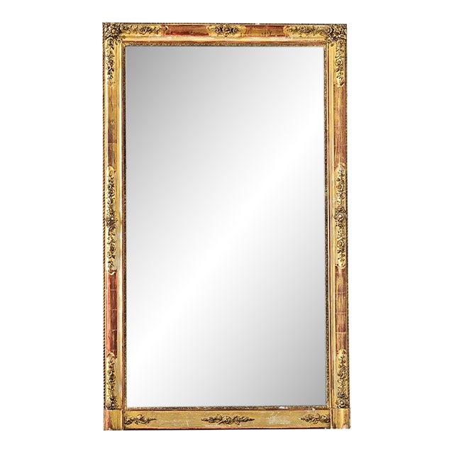 French 19th Century Empire Gold Gilt Mantel Mirror For Sale