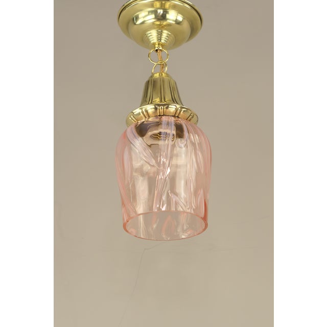 Art Nouveau Pendant Light with Vaseline Glass Shade, Vienna, 1920s For Sale - Image 4 of 8
