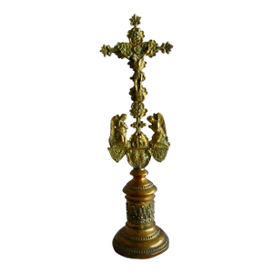 Early 19th Century Charles X Brass Table Crucifix
