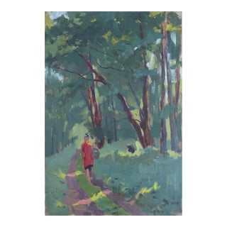 Impressionist Forest Oil Painting, Antique Soviet Art, 1970s 46-31 For Sale