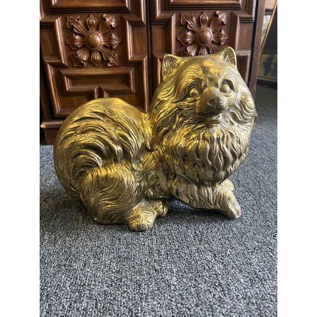 1960’s Brass Pomeranian Dog Statue For Sale - Image 10 of 10
