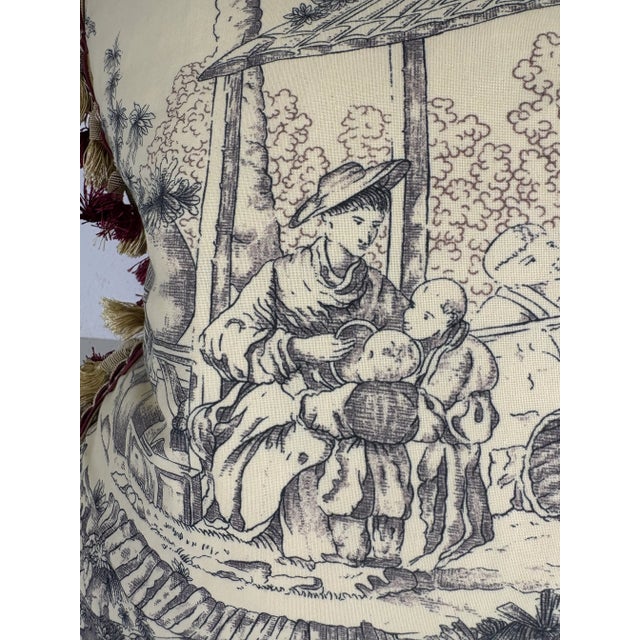 Taupe Schumacher Chinoiserie Cotton Toile Pillows / a Pair. For Sale - Image 8 of 11