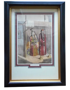 Judaica-Antique Signed Chromolithograph "Jewish Marriage"-Framed