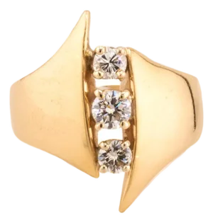 Late 20th Century 14k Diamond Ring, Size 8.5