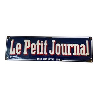Antique French “Le Petit Journal” Enamel on Metal Advertising Sign For Sale