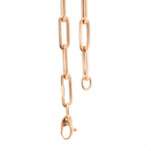 Unisex 14k Rose Gold 5.20mm Oval Paper Clip Link Chain Necklace For Sale In Houston - Image 6 of 8