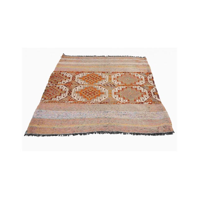 1960s Decorative Vintage Embroidered Kilim Rug - 4`7″ X 4`11″ Ft. For Sale - Image 5 of 6