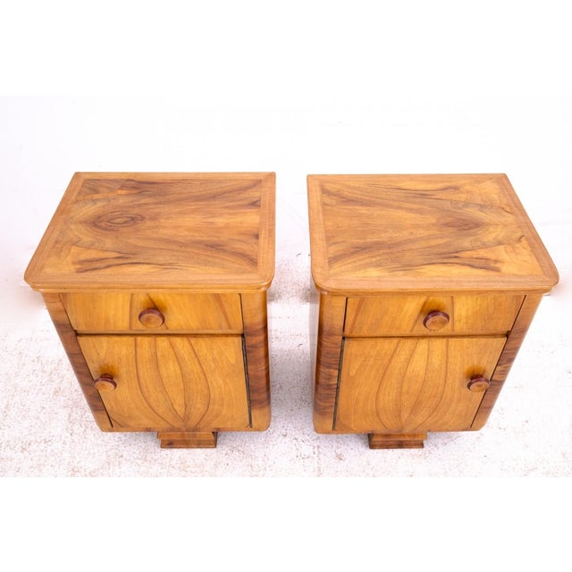 1940s Vintage Polish Art Deco Nightstands, 1940s, Set of 2 For Sale - Image 5 of 13
