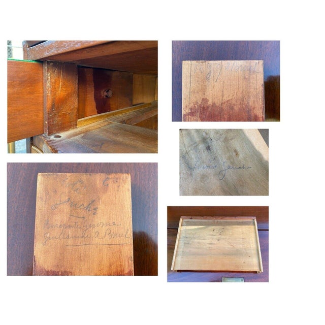 18th Century Antique Boston Mahogany Chippendale Oxbow Desk With Ball & Claw Feet For Sale - Image 9 of 12