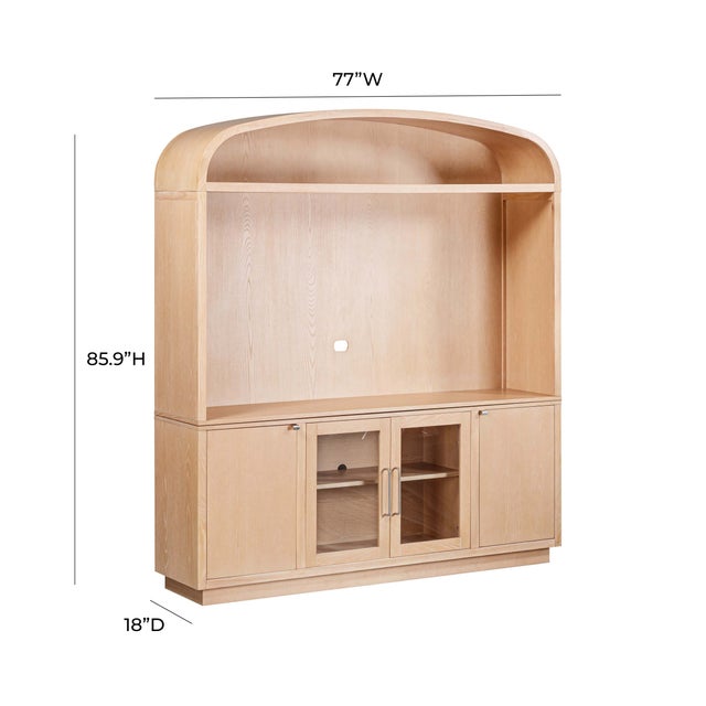 Tan Marlow Natural Wood Entertainment Center For Sale - Image 8 of 9