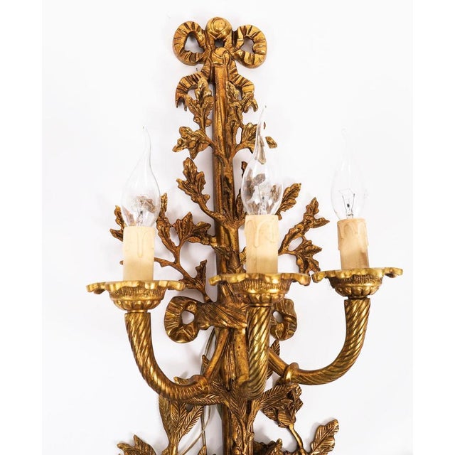 Antique 20th Century French Louis Revival Ormolu 3 Branch Wall Lights, 1920s For Sale - Image 10 of 12
