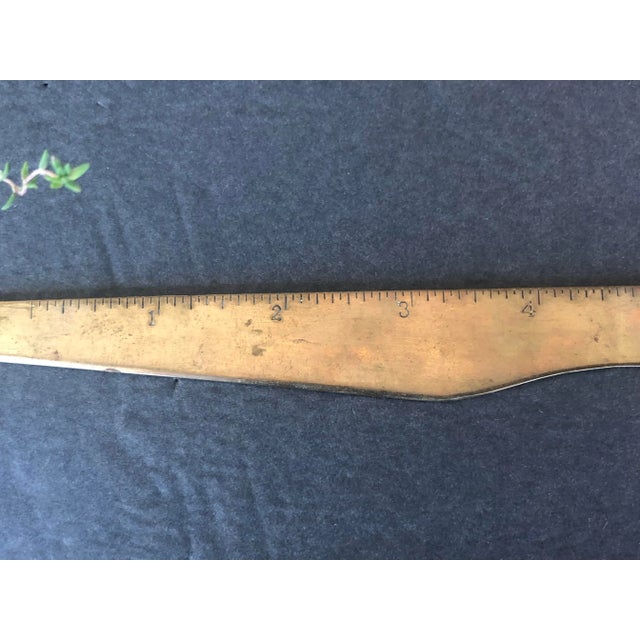 Vintage Brass Letter Opener Ruler For Sale - Image 4 of 13