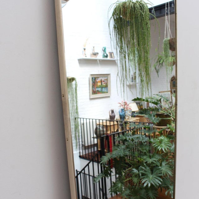 Large Mid-Century Italian Wall Mirror with Brass Frame, 1950s For Sale - Image 6 of 17
