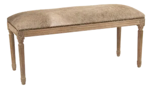 Lille Cowhide Bench - Peppered Cowhide / Weathered Gray Frame