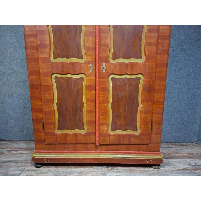 19th Century Alsatian Wardrobe in Polychrome Wood For Sale - Image 4 of 11