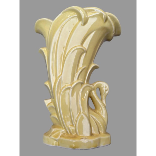 Vintage Signed McCoy Figural Swan 9” Yellow Art Pottery Vase For Sale - Image 6 of 8