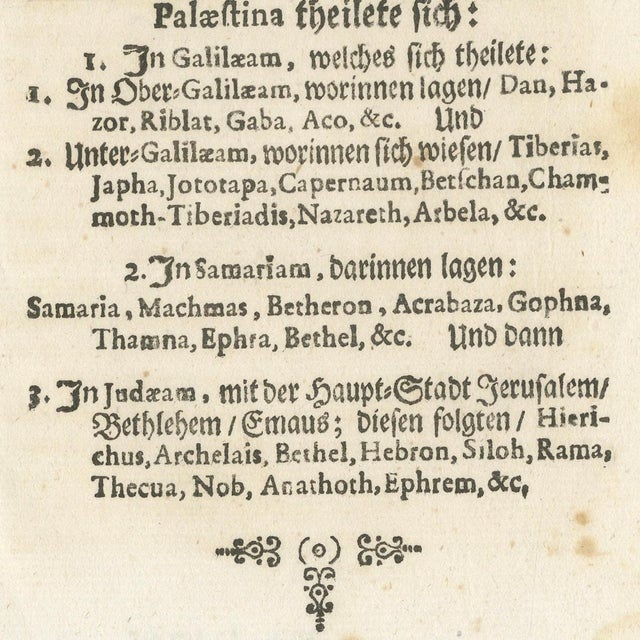 Holy Land Map of Palestine with German Biblical Text, 1650s For Sale - Image 5 of 9