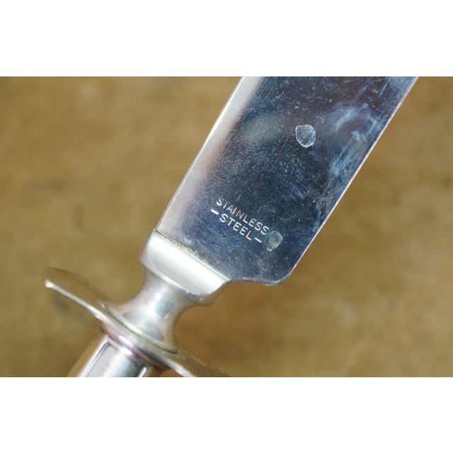 Silver Vintage Paneled Sterling Silver Roast Carving Set Knife Fork - 2 pcs For Sale - Image 8 of 15