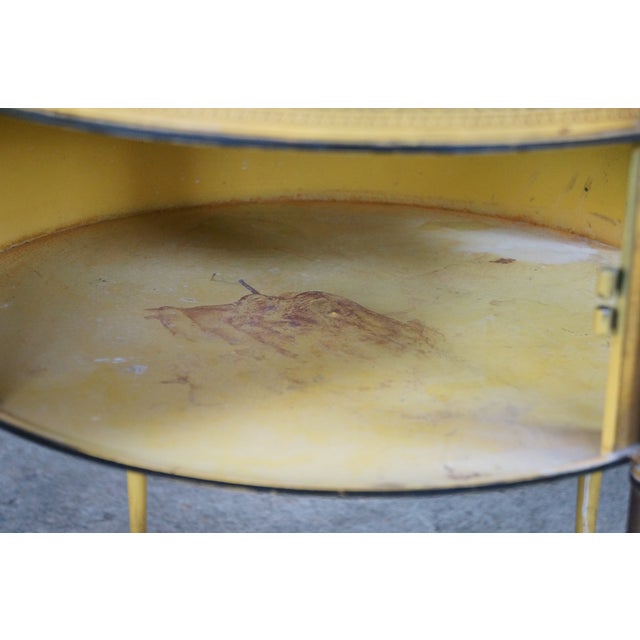 19th C French Yellow Toleware Tiered Tray Table Stand Chinoiserie Pastoral Scene For Sale - Image 16 of 18