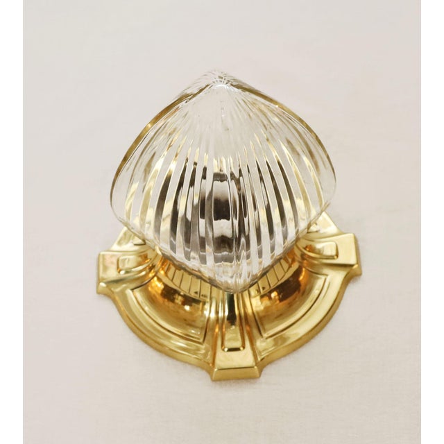 19th Century Art Nouveau Glass and Brass Ceiling Lamp, 1890s For Sale - Image 5 of 10